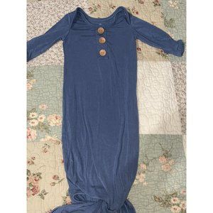 Caden Lane Bamboo Baby Knot Tie Gown Slate Blue Gray 0-3 m Boy Girl 7-14lbs